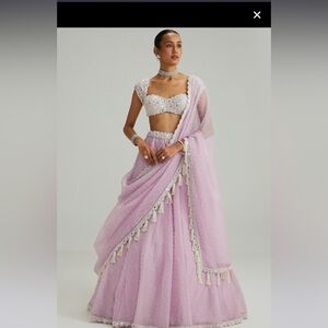 Vvani by Vani Vats
Lavender Organza Pearl & Mirror Embroidered Lehenga Set